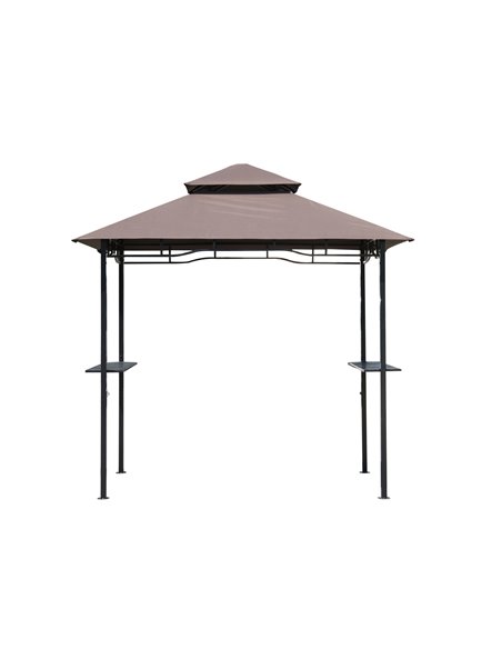 Outsunny 8 ft New Double-Tier BBQ Gazebo Grill Canopy Barbecue Tent Shelter Patio Deck Cover - Coffee - pic 11142 | FastDaddyshop