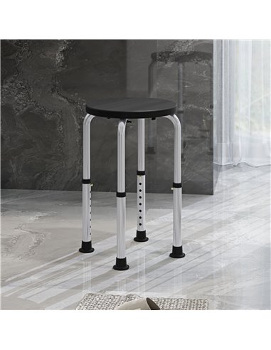HOMCOM Shower Chair, Height Adjustable Aluminium Shower Stool with Non-Slip Feet for Disabled, Elderly, Black 713-166V00BK
