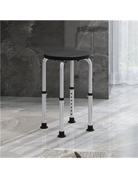 HOMCOM Shower Chair, Height Adjustable Aluminium Shower Stool with Non-Slip Feet for Disabled, Elderly, Black 713-166V00BK - pic 111427 | FastDaddyshop