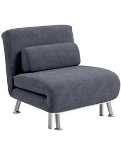 HOMCOM Single Velvet-Feel Sleeper Chair - Charcoal Grey 833-066V72CG