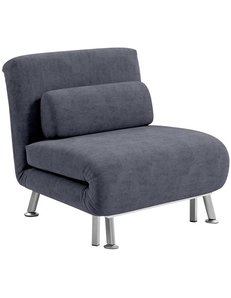 HOMCOM Single Velvet-Feel Sleeper Chair - Charcoal Grey 833-066V72CG - pic 111428 | FastDaddyshop