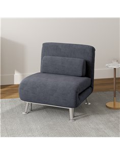 HOMCOM Single Velvet-Feel Sleeper Chair - Charcoal Grey 833-066V72CG 2