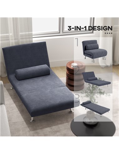 HOMCOM Single Velvet-Feel Sleeper Chair - Charcoal Grey 833-066V72CG