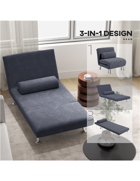 HOMCOM Single Velvet-Feel Sleeper Chair - Charcoal Grey 833-066V72CG - pic 111431 | FastDaddyshop