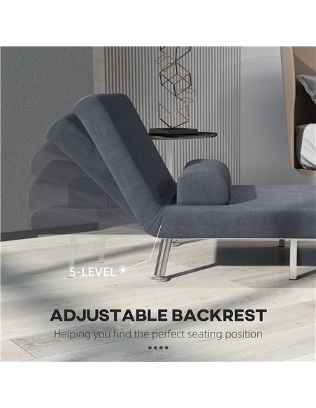 HOMCOM Single Velvet-Feel Sleeper Chair - Charcoal Grey 833-066V72CG - pic 111432 | FastDaddyshop