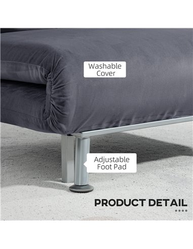 HOMCOM Single Velvet-Feel Sleeper Chair - Charcoal Grey 833-066V72CG