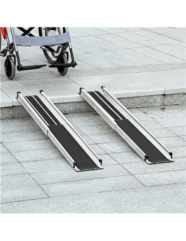HOMCOM Set of Two 122cm Three-Level Aluminium Wheelchair Ramps 713-169V00BK