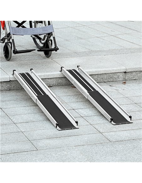 HOMCOM Set of Two 122cm Three-Level Aluminium Wheelchair Ramps 713-169V00BK - pic 111438 | FastDaddyshop