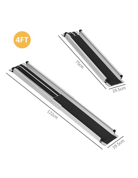 HOMCOM Set of Two 122cm Three-Level Aluminium Wheelchair Ramps 713-169V00BK - pic 111439 | FastDaddyshop