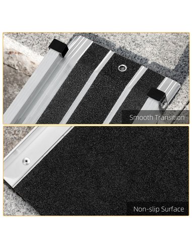 HOMCOM Set of Two 122cm Three-Level Aluminium Wheelchair Ramps 713-169V00BK