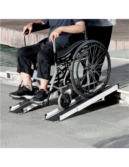HOMCOM Set of Two 122cm Three-Level Aluminium Wheelchair Ramps 713-169V00BK - pic 111443 | FastDaddyshop