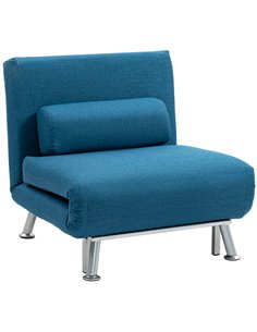 HOMCOM Single Linen-Look Sleeper Chair - Blue 833-066V71BU