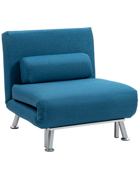 HOMCOM Single Linen-Look Sleeper Chair - Blue 833-066V71BU - pic 111446 | FastDaddyshop