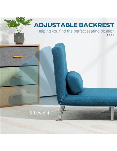 HOMCOM Single Linen-Look Sleeper Chair - Blue 833-066V71BU - pic 111450 | FastDaddyshop