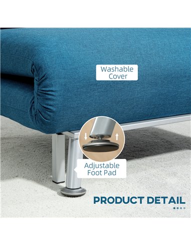 HOMCOM Single Linen-Look Sleeper Chair - Blue 833-066V71BU