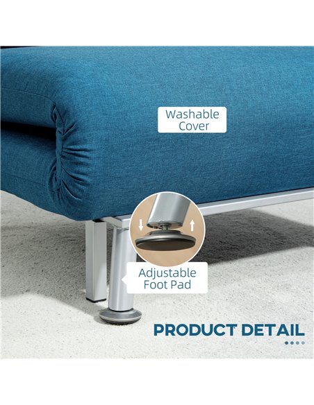 HOMCOM Single Linen-Look Sleeper Chair - Blue 833-066V71BU - pic 111452 | FastDaddyshop
