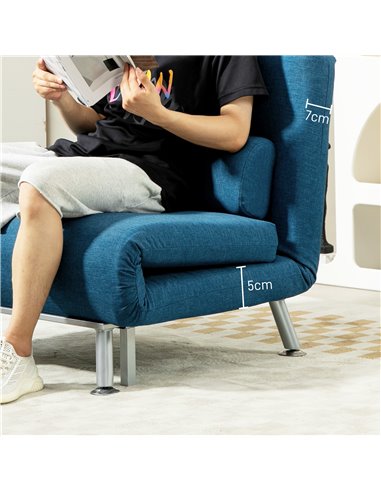 HOMCOM Single Linen-Look Sleeper Chair - Blue 833-066V71BU