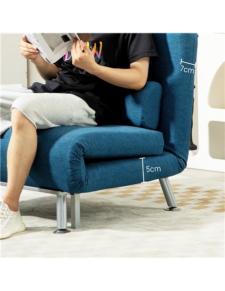 HOMCOM Single Linen-Look Sleeper Chair - Blue 833-066V71BU - pic 111453 | FastDaddyshop