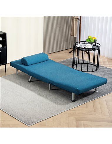HOMCOM Single Linen-Look Sleeper Chair - Blue 833-066V71BU