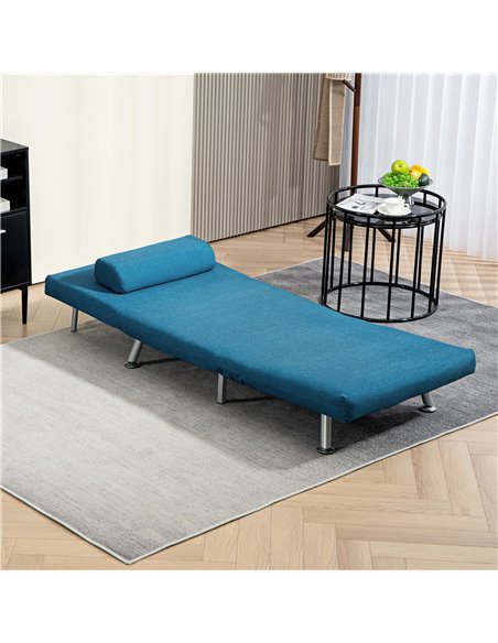 HOMCOM Single Linen-Look Sleeper Chair - Blue 833-066V71BU - pic 111454 | FastDaddyshop