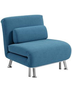 HOMCOM Single Velvet-Feel Sleeper Chair - Blue 833-066V72BU
