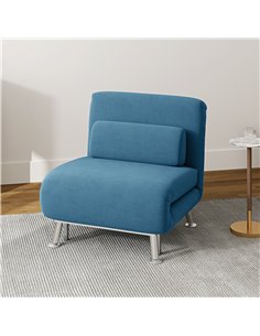 HOMCOM Single Velvet-Feel Sleeper Chair - Blue 833-066V72BU 2