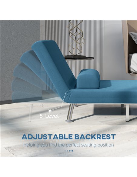 HOMCOM Single Velvet-Feel Sleeper Chair - Blue 833-066V72BU - pic 111459 | FastDaddyshop
