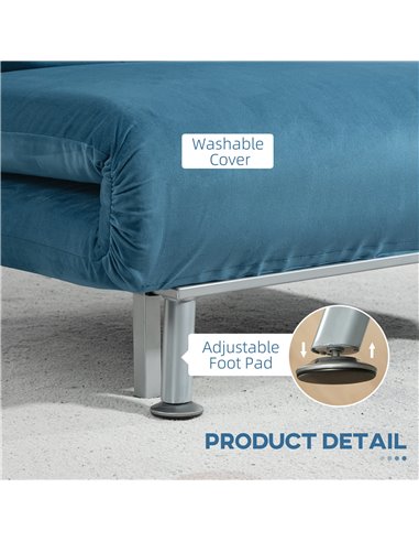 HOMCOM Single Velvet-Feel Sleeper Chair - Blue 833-066V72BU
