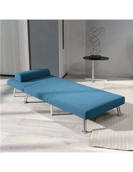 HOMCOM Single Velvet-Feel Sleeper Chair - Blue 833-066V72BU - pic 111462 | FastDaddyshop