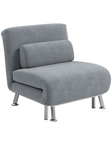 HOMCOM Single Velvet-Feel Sleeper Chair - Grey 833-066V72GY - pic 111464 | FastDaddyshop