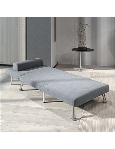 HOMCOM Single Velvet-Feel Sleeper Chair - Grey 833-066V72GY