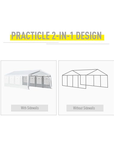 Outsunny 8m x 4m Garden Gazebo Marquee Party Tent Wedding Portable Garage Carport Event Shelter Car Canopy Heavy Duty Steel Fram
