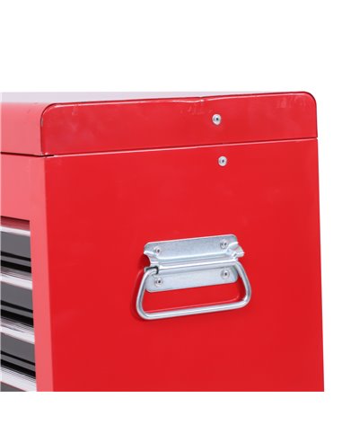 HOMCOM Tool Chest, Metal Tool Cabinet on Wheels with 6 Drawers, Pegboard, Top Chest and Roller Cabinet Combo, 61.6 x 33 x 108cm,