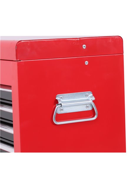 HOMCOM Tool Chest, Metal Tool Cabinet on Wheels with 6 Drawers, Pegboard, Top Chest and Roller Cabinet Combo, 61.6 x 33 x 108cm, - pic 111481 | FastDaddyshop