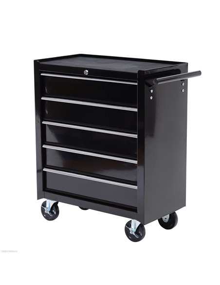 HOMCOM 5-Drawer Tool Chest with Wheels, Steel Lockable Tool Storage Cabinet with Handle, 2 Keys for Garage, Workshop, Black E2-0 - pic 111491 | FastDaddyshop