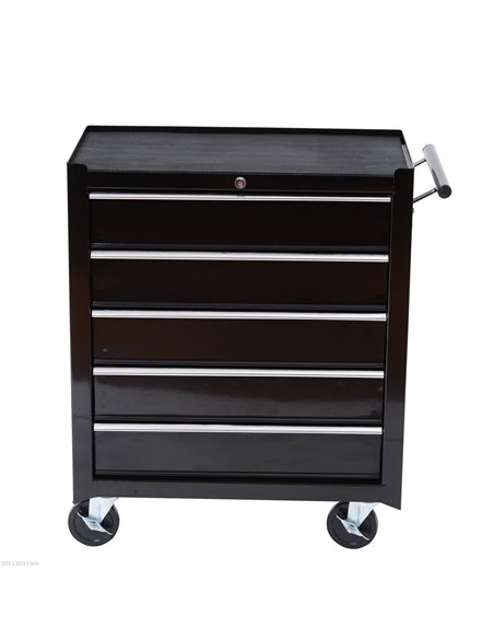 HOMCOM 5-Drawer Tool Chest with Wheels, Steel Lockable Tool Storage Cabinet with Handle, 2 Keys for Garage, Workshop, Black E2-0 - pic 111495 | FastDaddyshop