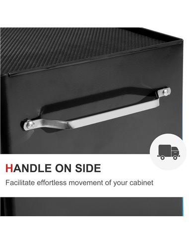 HOMCOM 5-Drawer Tool Chest, Lockable Steel Tool Storage Cabinet with Wheels and Handle Tool Box for Garage, Workshop, Black B20-