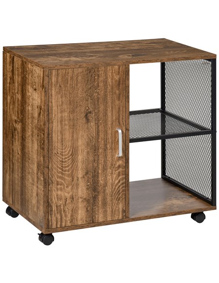 HOMCOM Printer Stand Home Office Mobile Storge File Cabinet Organizer with Castors, Door, Vintage Brown 836-268 - pic 111518 | FastDaddyshop