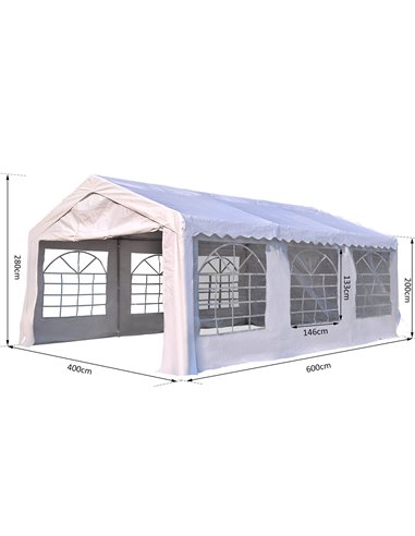 Outsunny Gazebo, Steel Frame, Water Resistant, size 6x4 m-Whtie