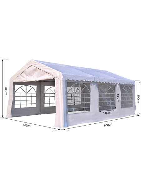 Outsunny Gazebo, Steel Frame, Water Resistant, size 6x4 m-Whtie - pic 11154 | FastDaddyshop