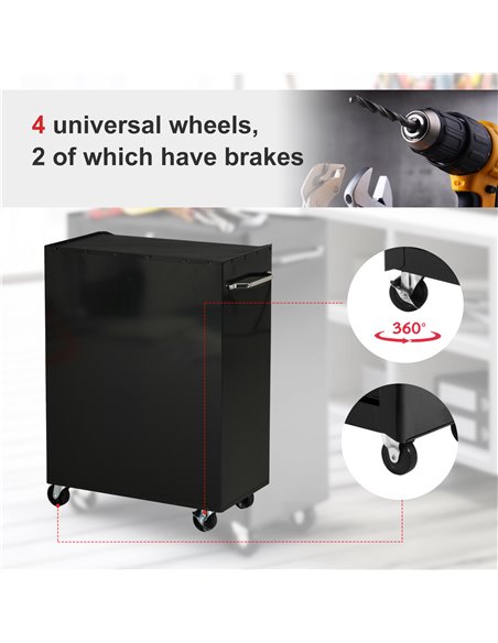 HOMCOM 5-Drawer Tool Chest, Lockable Steel Tool Storage Cabinet with Wheels and Handle Tool Box for Garage, Workshop, Red B20-00 - pic 111558 | FastDaddyshop