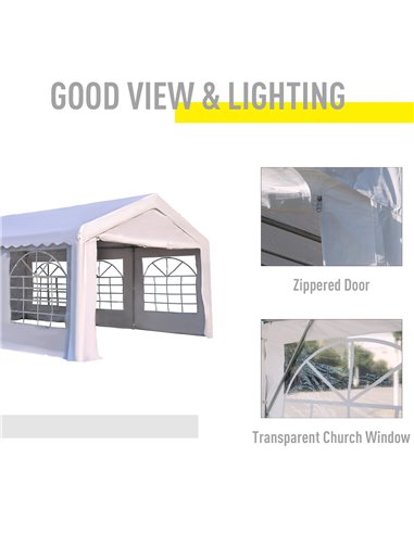 Outsunny Gazebo, Steel Frame, Water Resistant, size 6x4 m-Whtie