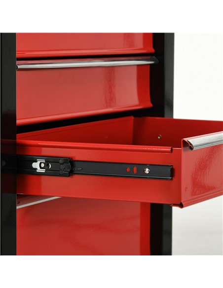 HOMCOM 5-Drawer Tool Chest, Lockable Steel Tool Storage Cabinet with Wheels and Handle Tool Box for Garage, Workshop, Red B20-00 - pic 111561 | FastDaddyshop