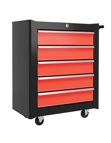 HOMCOM 5-Drawer Tool Chest with Wheels, Steel Lockable Tool Storage Cabinet with Handle, 2 Keys for Garage, Workshop, Red B20-10 - pic 111563 | FastDaddyshop