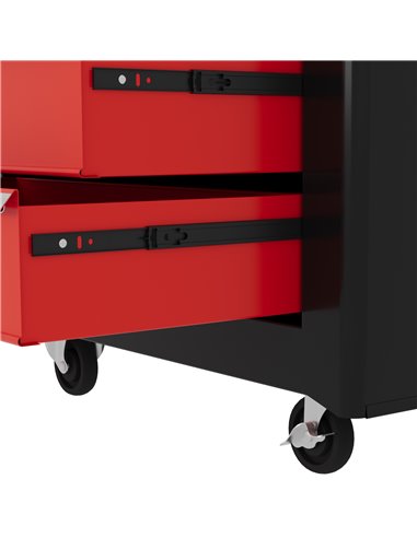 HOMCOM 5-Drawer Tool Chest with Wheels, Steel Lockable Tool Storage Cabinet with Handle, 2 Keys for Garage, Workshop, Red B20-10