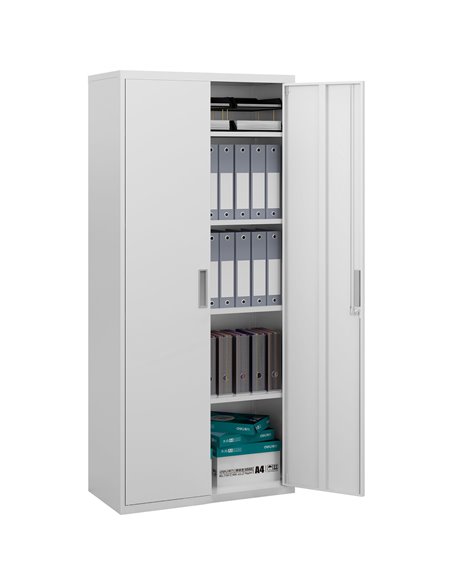 HOMCOM Five Shelf Lockable Steel Office Cabinet - White 924-084V00WT - pic 111572 | FastDaddyshop