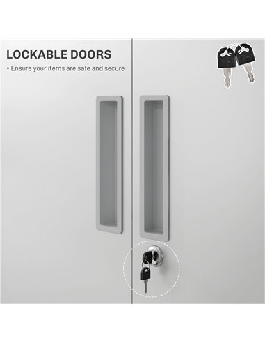 HOMCOM Five Shelf Lockable Steel Office Cabinet - White 924-084V00WT