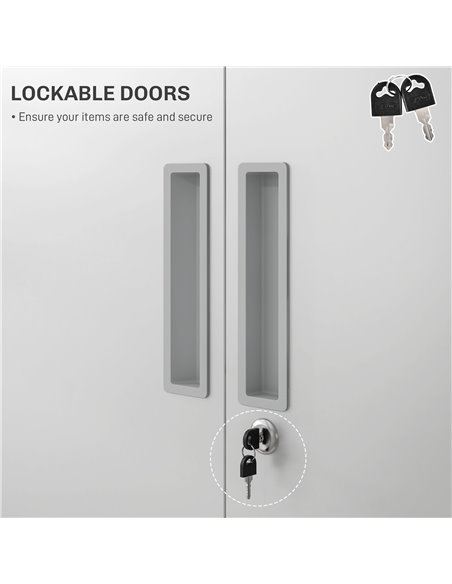 HOMCOM Five Shelf Lockable Steel Office Cabinet - White 924-084V00WT - pic 111576 | FastDaddyshop