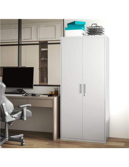 HOMCOM Five Shelf Lockable Steel Office Cabinet - White 924-084V00WT - pic 111579 | FastDaddyshop
