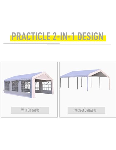Outsunny Gazebo, Steel Frame, Water Resistant, size 6x4 m-Whtie